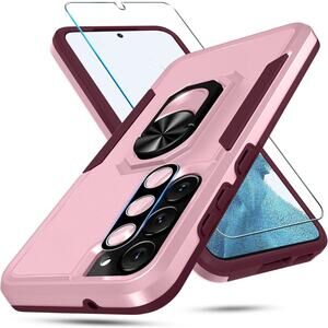 Galaxy S23 Heavy Duty Case w/Screen Protector & Lens Protector, Pink or Blue